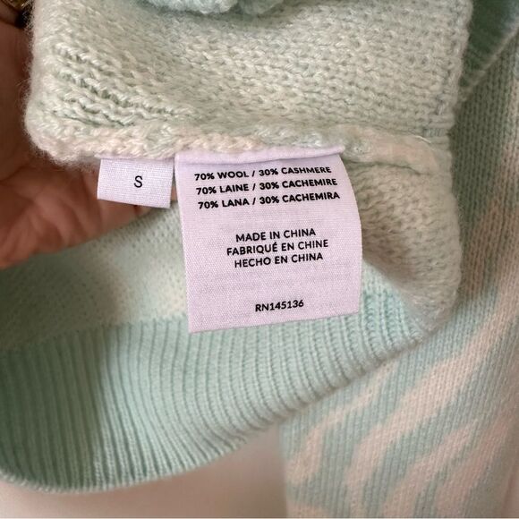 NAADAM Wool Cashmere Blend Cropped Cardigan Sweater in Sea Foam Size Small - Picture 5 of 5